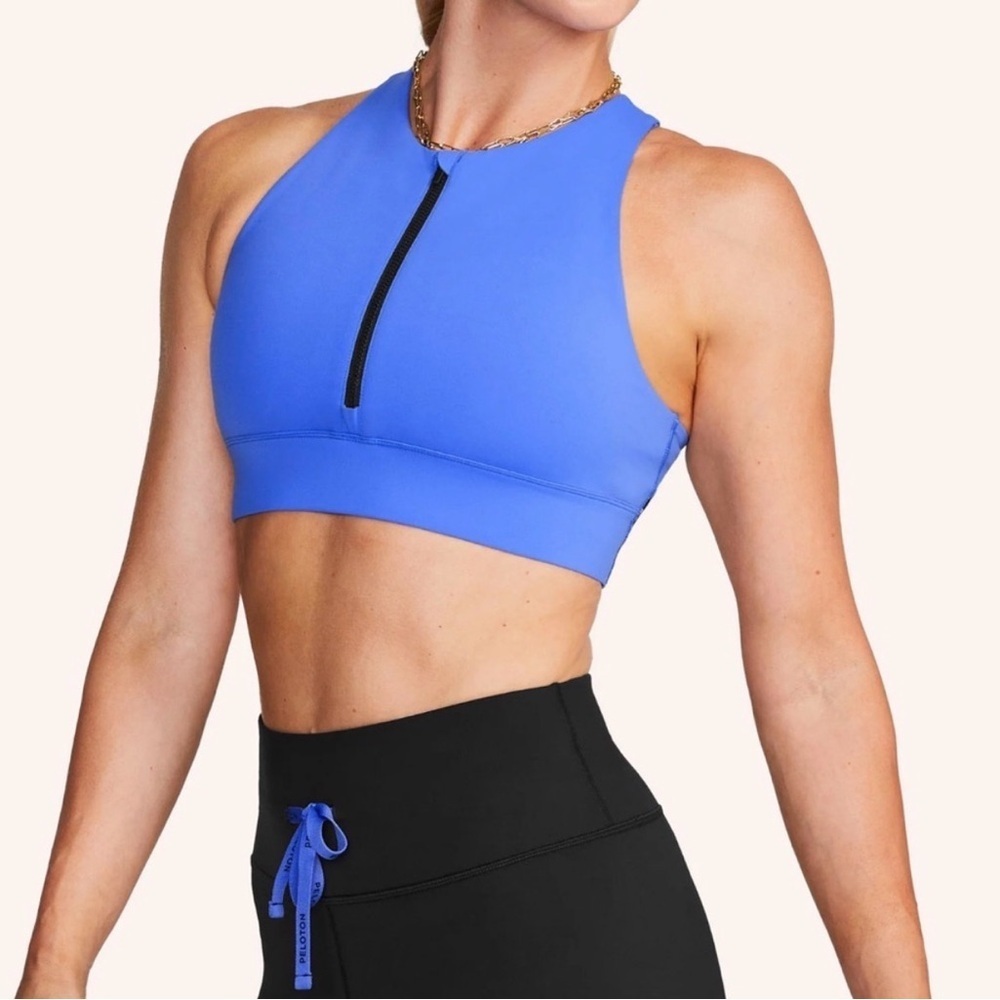 Peloton High Neck Zipper Sports Bra Electric Blue Large